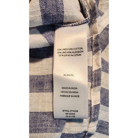 Beach Lunch Lounge Womens Linen Blend stripped‎ Top Size L - Picture 3 of 4